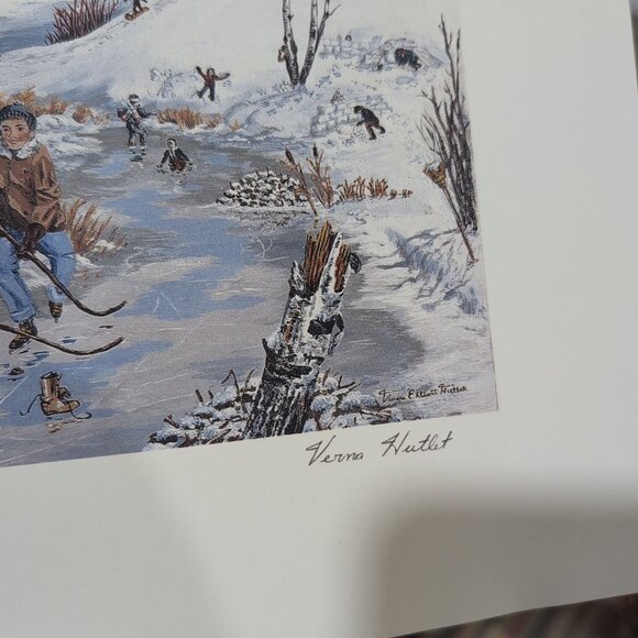 Verna E. Hutlet Winter Pond Hockey Print Numbered 58/100 Signed - Picture 3 of 9